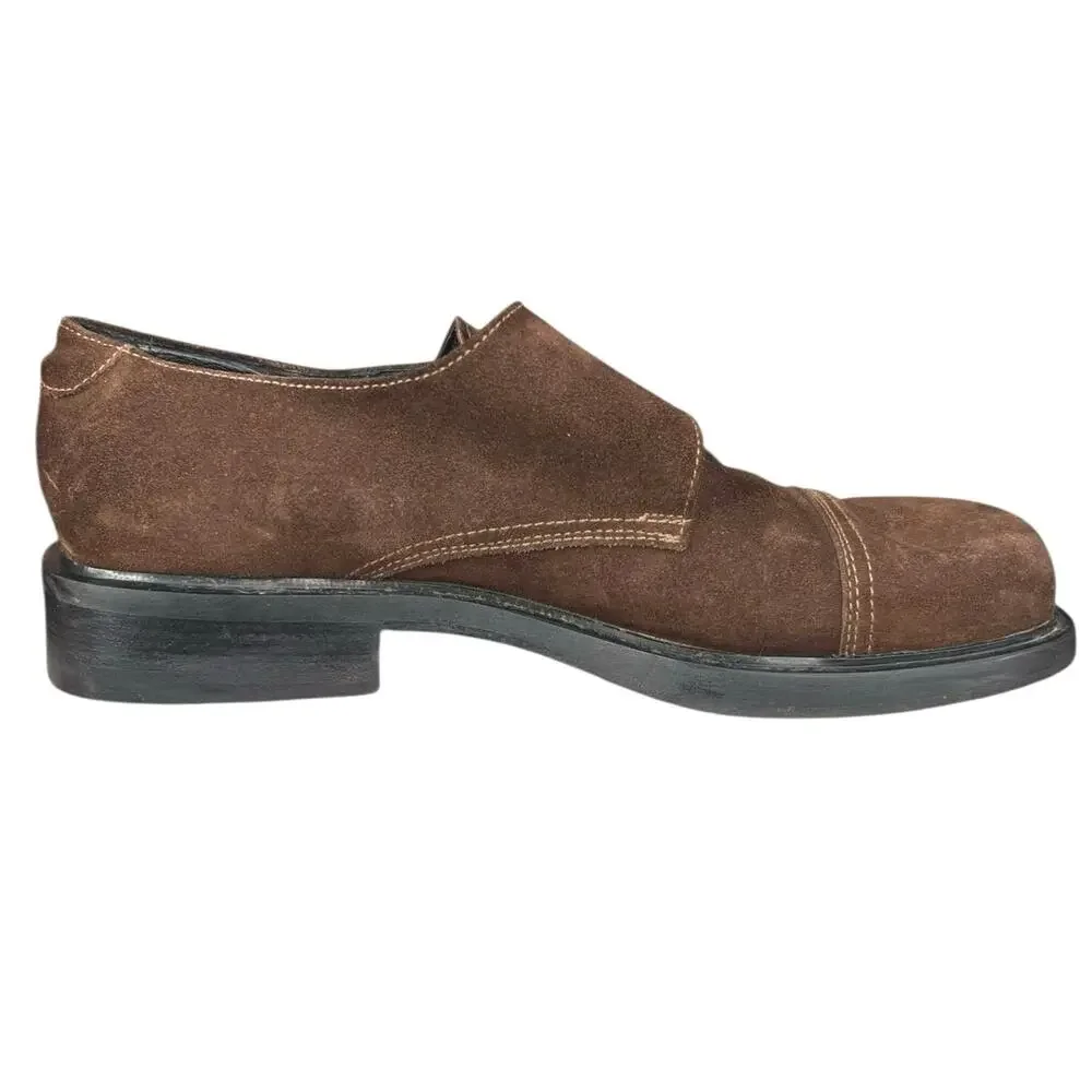 Vintage 90’s Roger Mohnani Brown Suede Monk Strap Oxfords Size 44 US 11